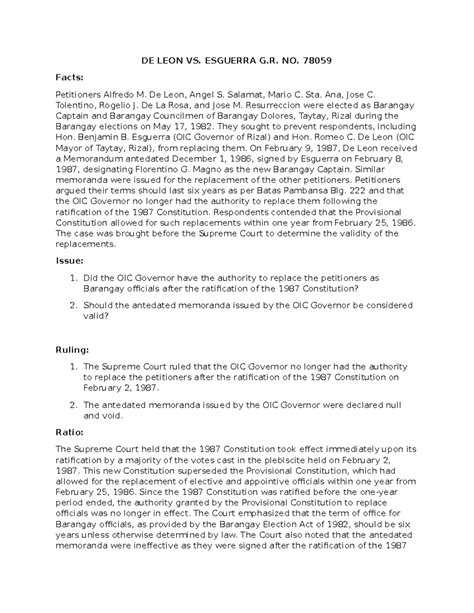de leon vs esguerra|De Leon vs. Esguerra G.R. No. 78059 .